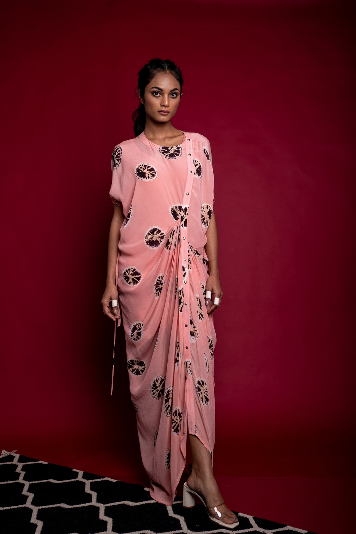 Nupur Kanoi Old H/H Dress Old-rose and Brown Online Shopping Melange Singapore Indian Designer Wear