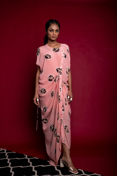 Nupur Kanoi Old H/H Dress Old-rose and Brown Online Shopping Melange Singapore Indian Designer Wear