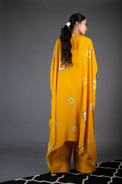 Nupur Kanoi Open Kaftan Jacket With Straight Pants Mustard and Grey Online Shopping Melange Singapore Indian Designer Wear