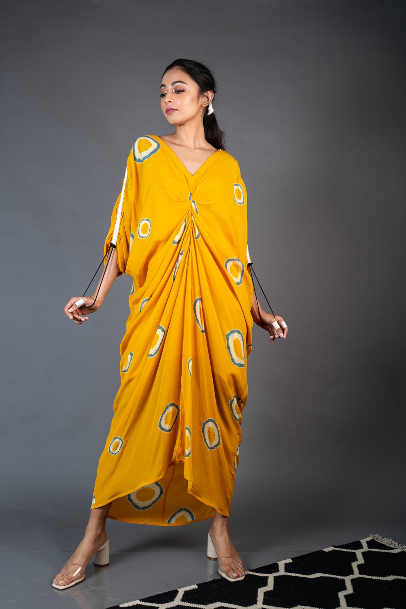 Nupur Kanoi Rekha Dress Mustard and Grey Online Shopping Melange Singapore Indian Designer Wear