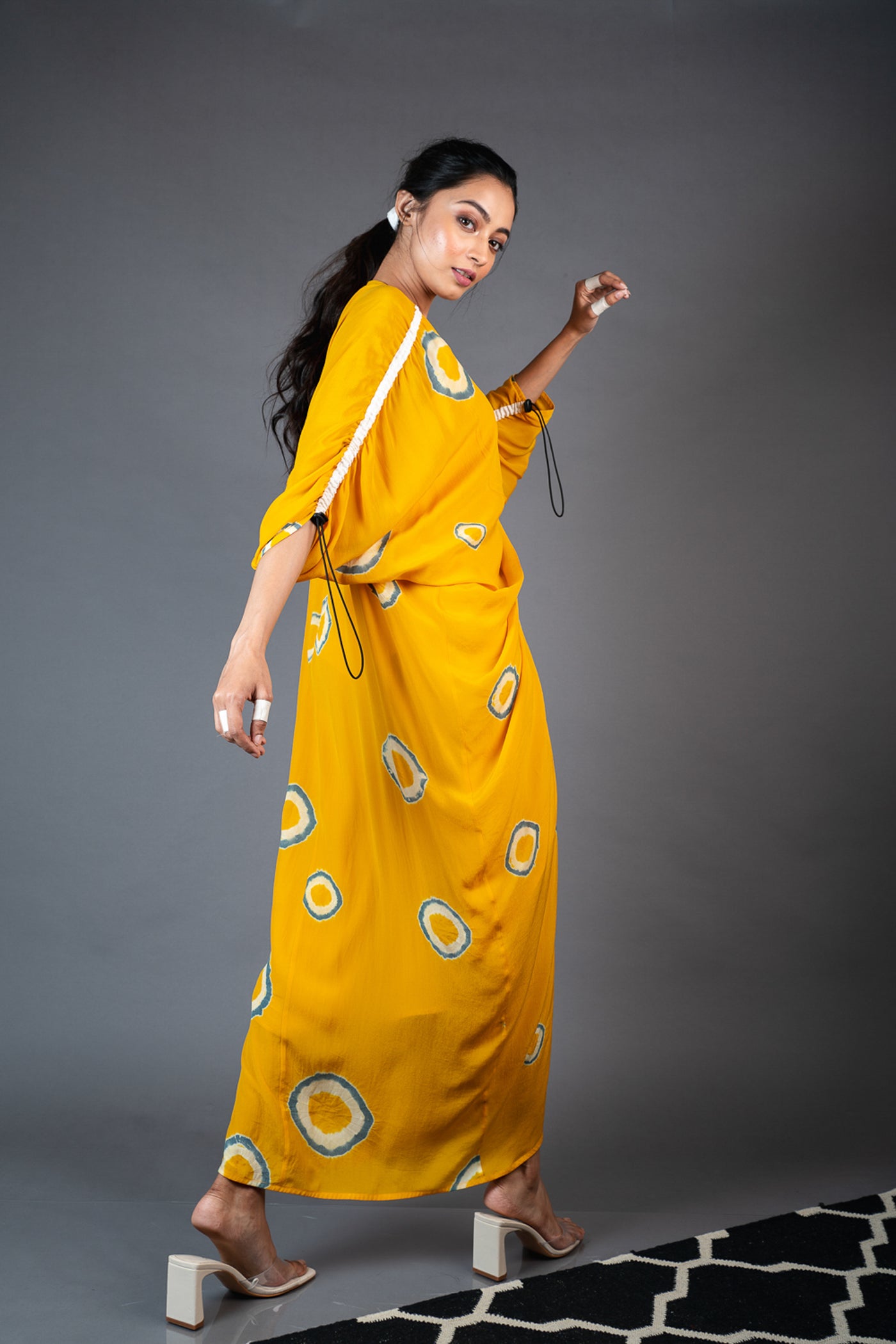 Nupur Kanoi Rekha Dress Mustard and Grey Online Shopping Melange Singapore Indian Designer Wear