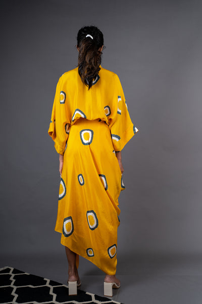 Nupur Kanoi SS2 Dress Mustard and Grey Online Shopping Melange Singapore Indian Designer Wear