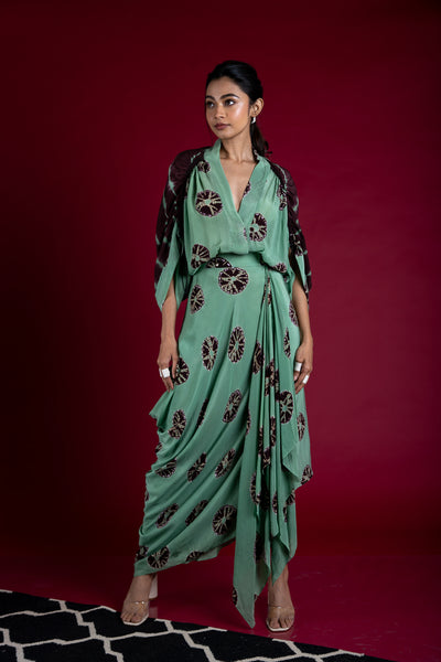 Nupur Kanoi SS2 Dress Sage-Green and Brown Online Shopping Melange Singapore Indian Designer Wear