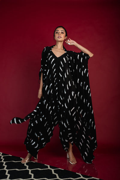 Nupur Kanoi Tail-coat With Strappy Jumpsuit Set Black Online Shopping Melange Singapore Indian Designer Wear