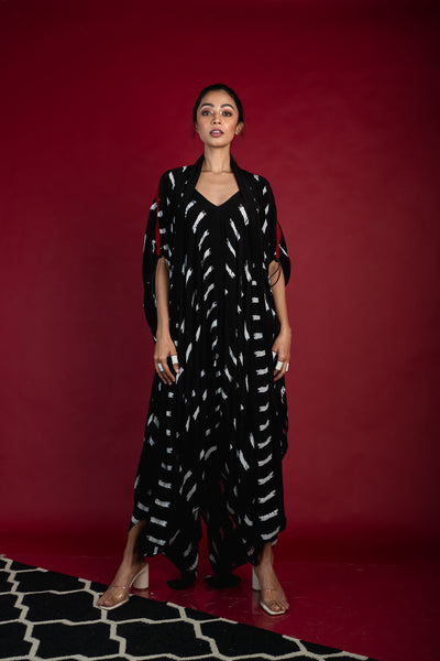 Nupur Kanoi Tail-coat With Strappy Jumpsuit Set Black Online Shopping Melange Singapore Indian Designer Wear