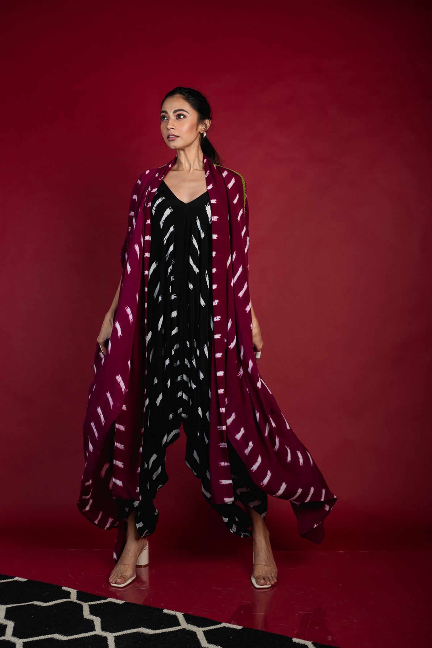 Nupur Kanoi Tail-coat With Strappy Jumpsuit Set Pink  Online Shopping Melange Singapore Indian Designer Wear