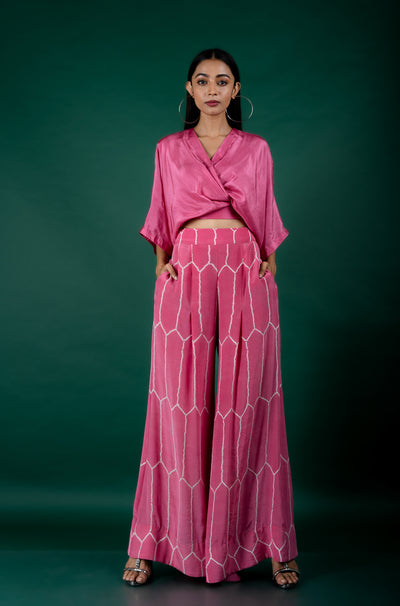 Nupur Kanoi Top With Pants Set Old Rose  Online Shopping Melange Singapore Indian Designer Wear