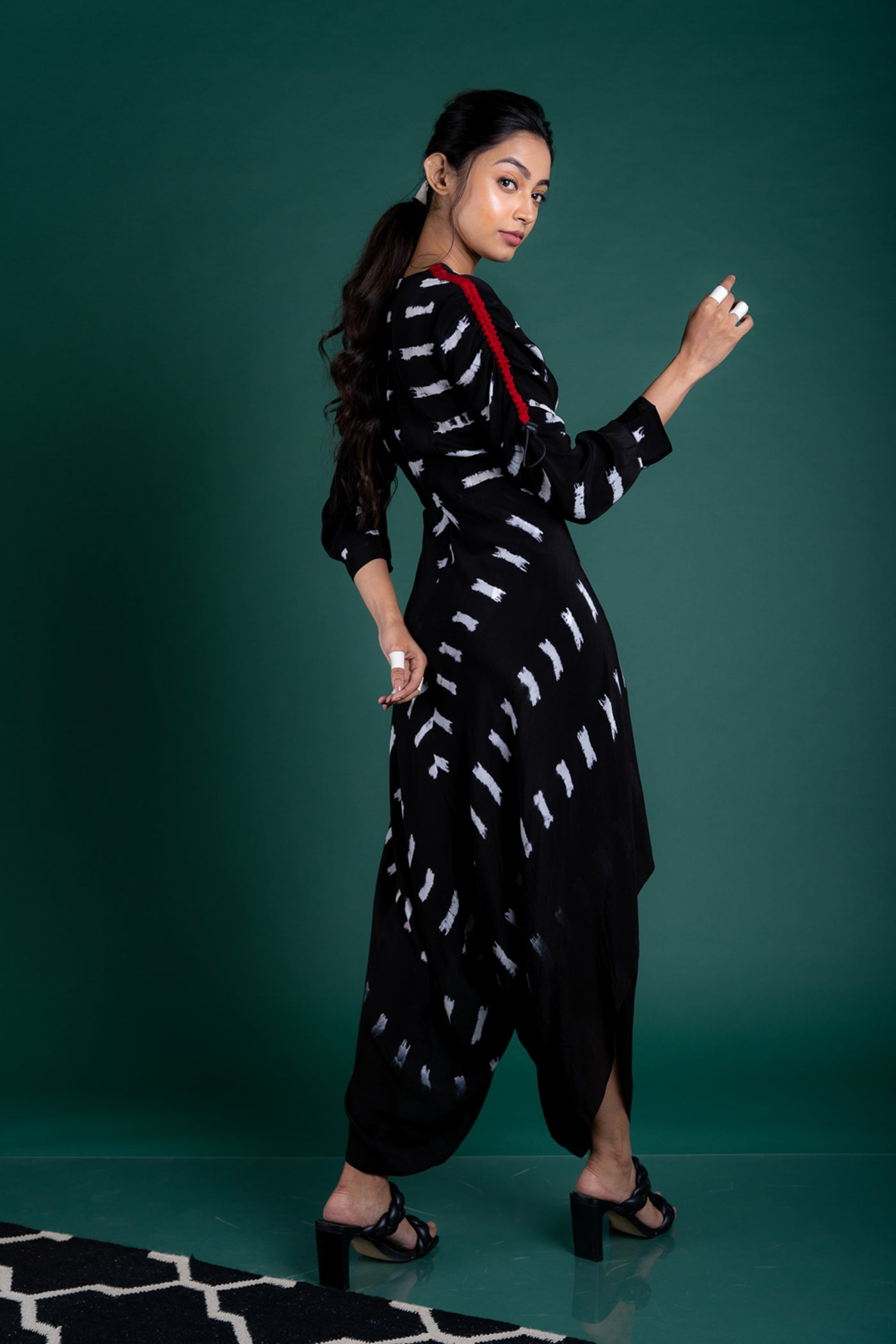 Nupur Kanoi Wrap T-shirt Dhoti Jumpsuit Black Online Shopping Melange Singapore Indian Designer Wear
