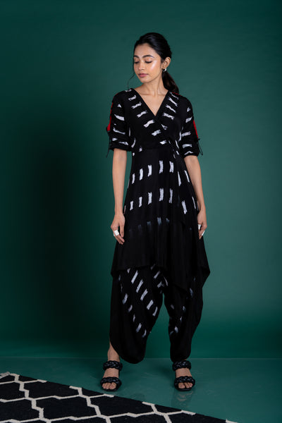 Nupur Kanoi Wrap T-shirt Dhoti Jumpsuit Black Online Shopping Melange Singapore Indian Designer Wear