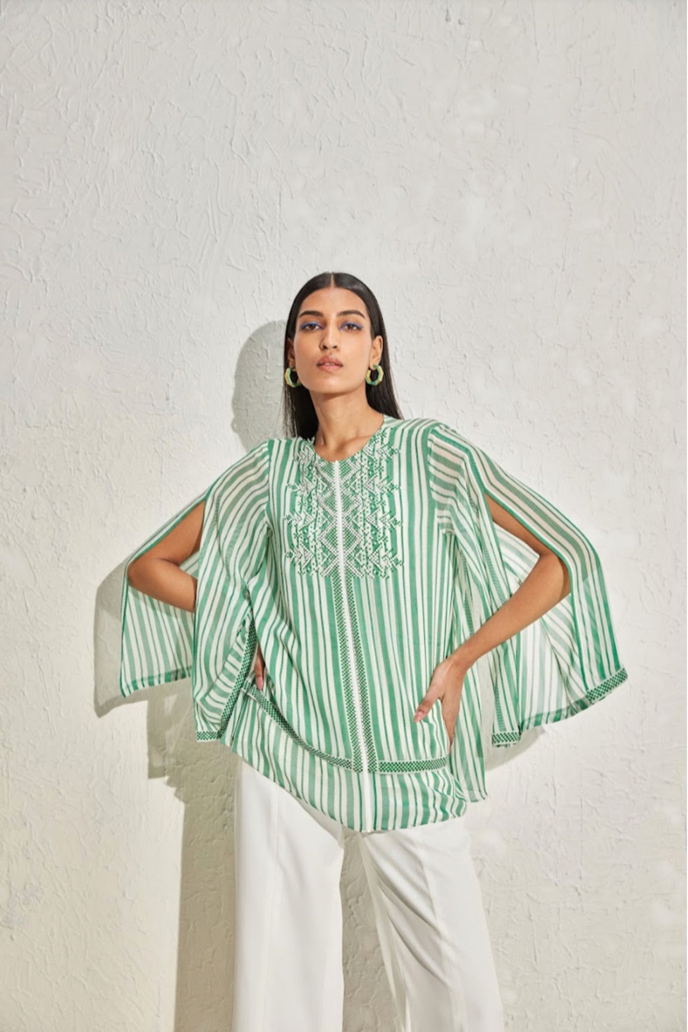 Namrata Joshipura Aster Stripes Double Layer Top indian designer online shopping melange singapore