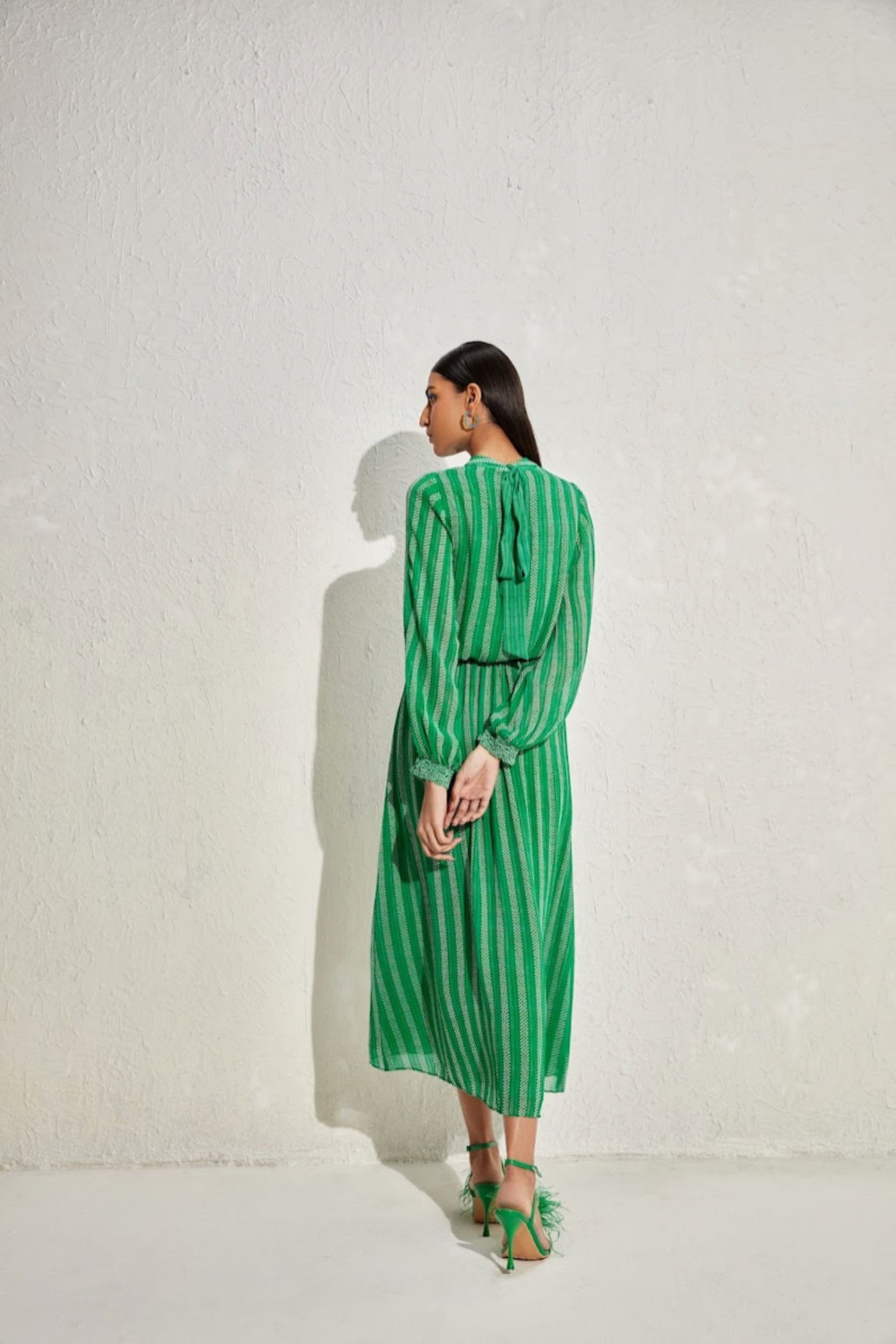 Namrata Joshipura Aster Stripes Gathered Waist Dress indian designer online shopping melange singapore