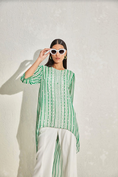 Namrata Joshipura Aster Stripes Long Back Tunic indian designer online shopping melange singapore