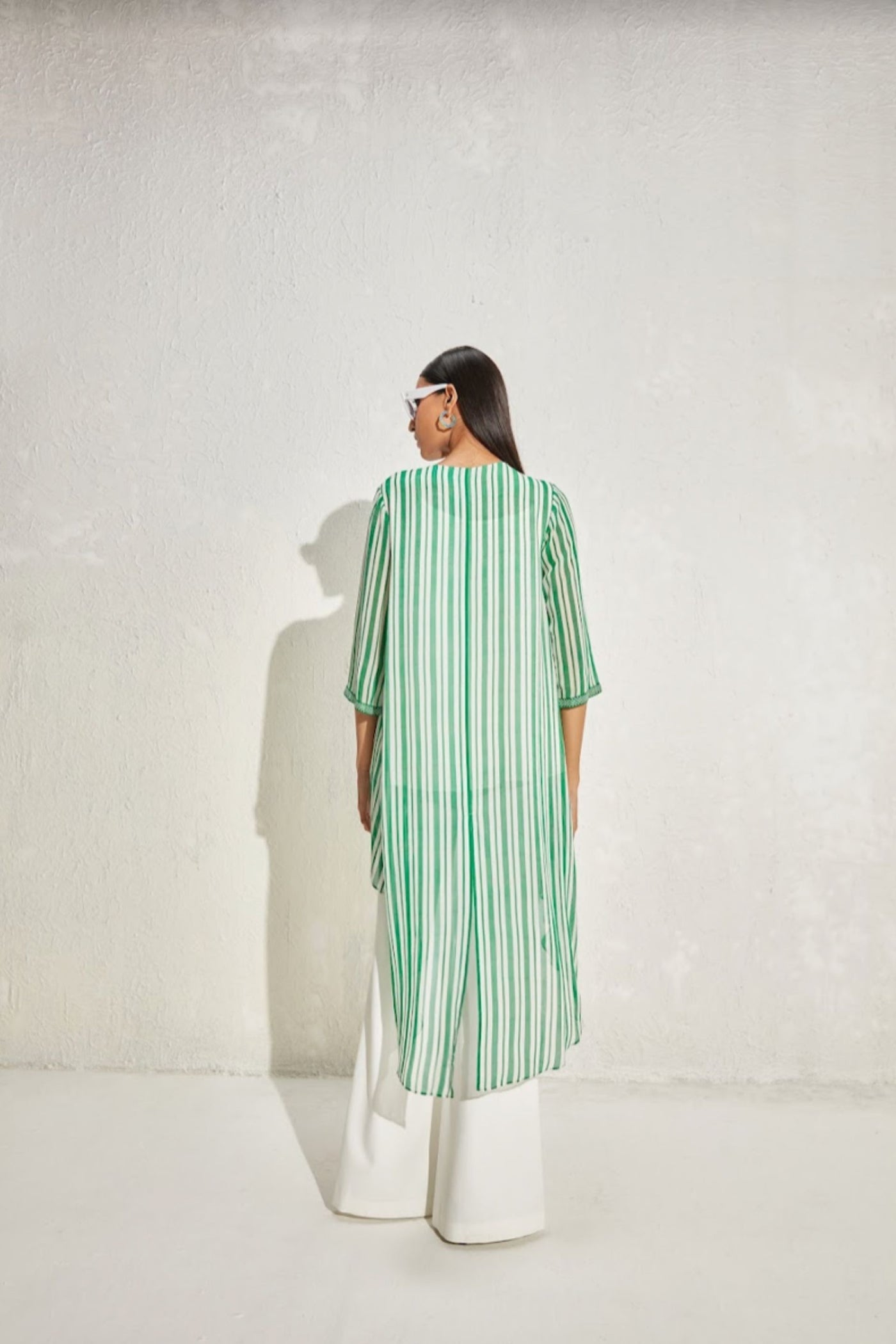 Namrata Joshipura Aster Stripes Long Back Tunic indian designer online shopping melange singapore