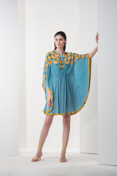 Namrata Joshipura Azalea Kaftan Dress blue western indian designer wear online shopping melange singapore