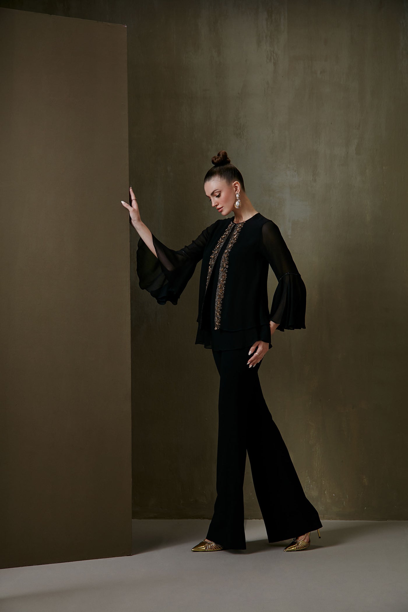 Namrata Joshipura Cypress Sequin Double Layer Top black indian designer fashion online shopping melange singapore