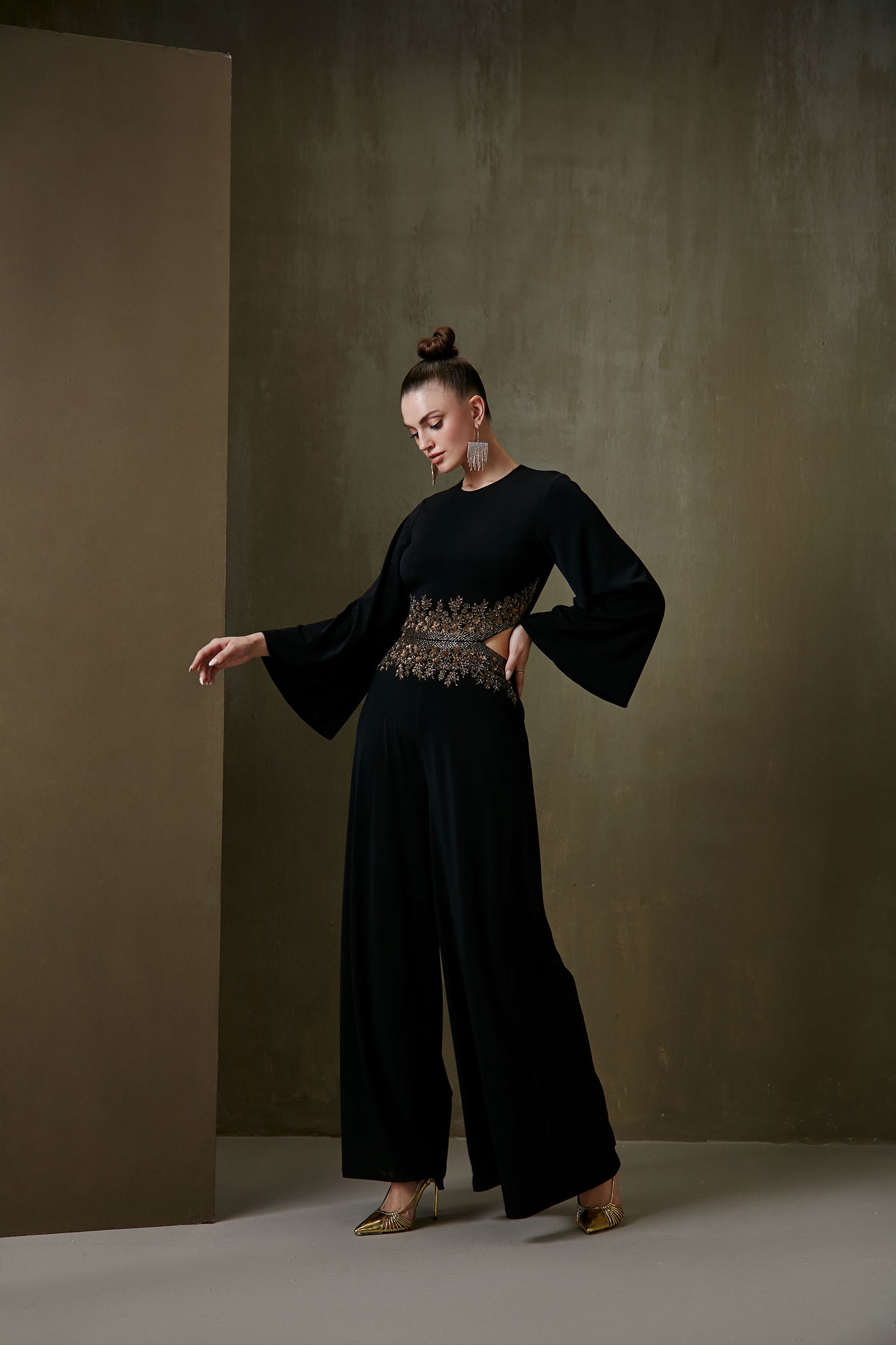 Namrata Joshipura Cypress Wide Leg Jumpsuit black indian designer fashion online shopping melange singapore