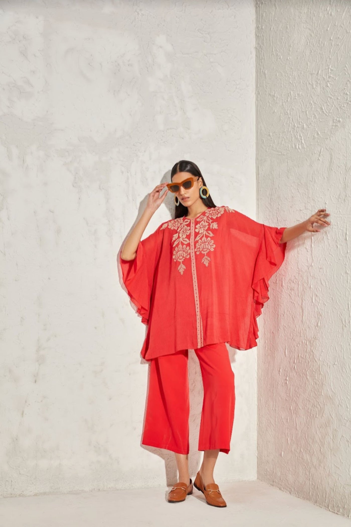 Namrata Joshipura Forsythia Frill Sleeve Kaftan Top Indian designer online shopping melange singapore