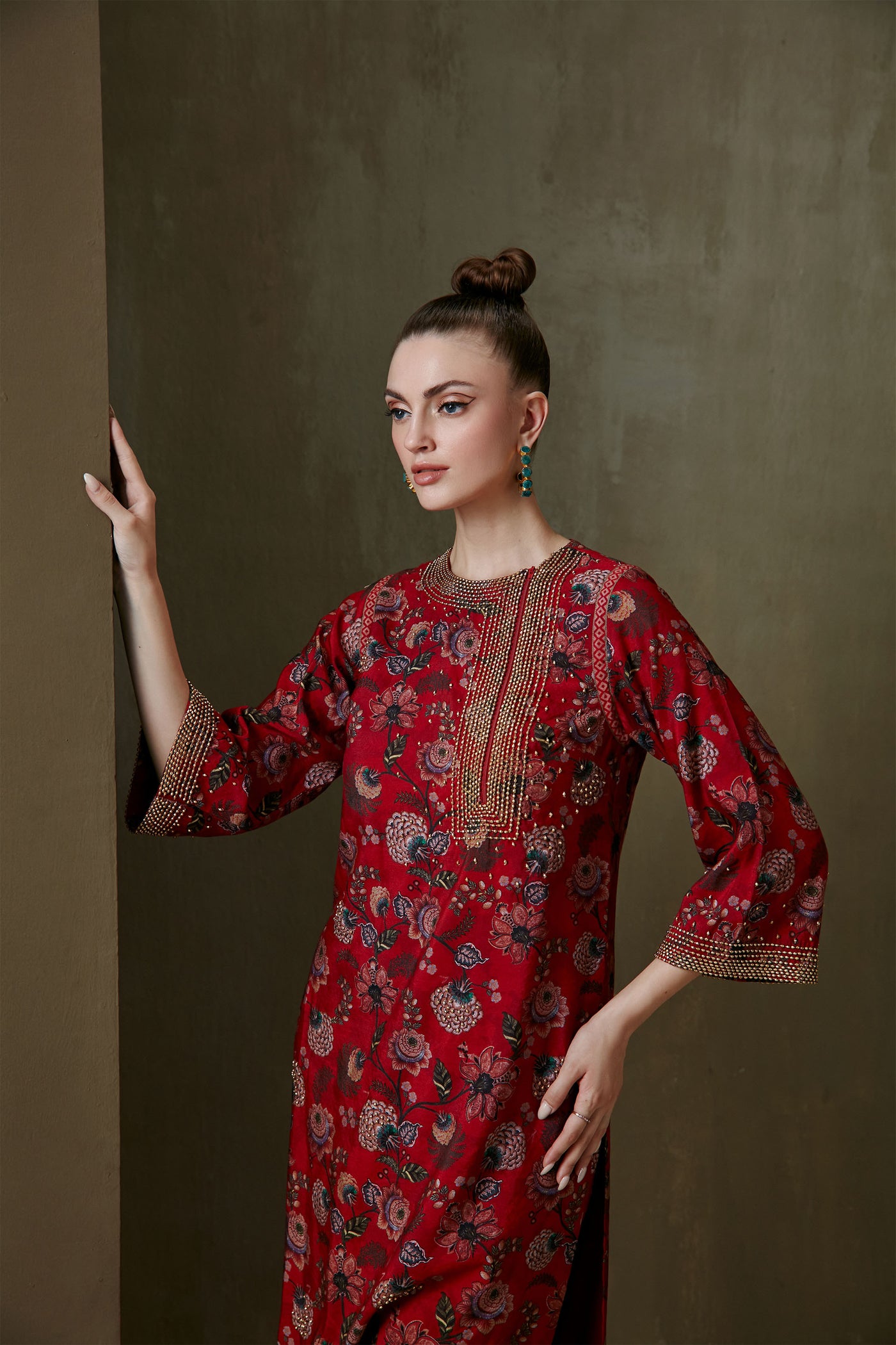 Namrata Joshipura Greenburg Striaght Set red indian designer fashion online shopping melange singapore