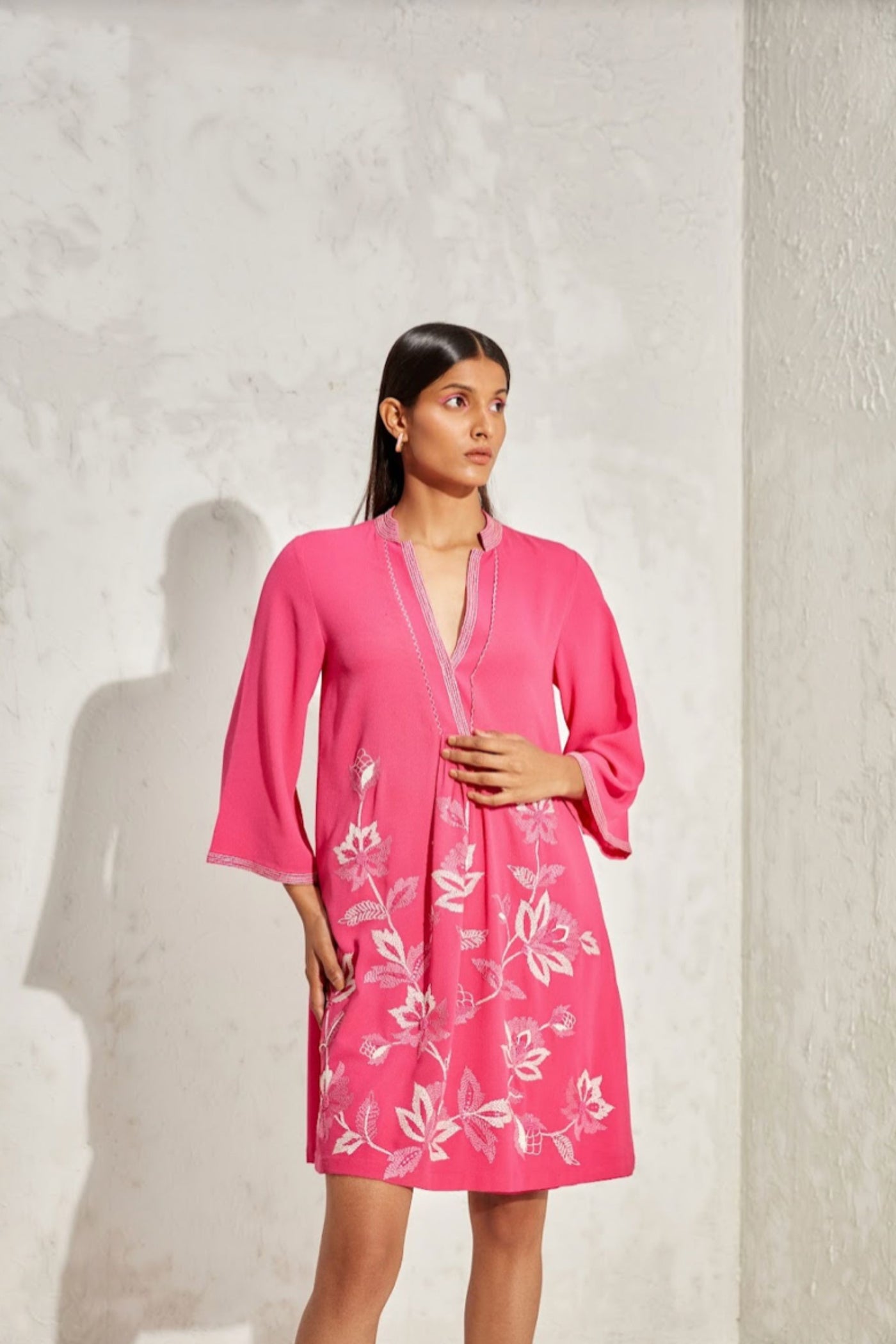 Namrata Joshipura Laurel V-Neck Shift Dress indian designer online shopping melange singapore