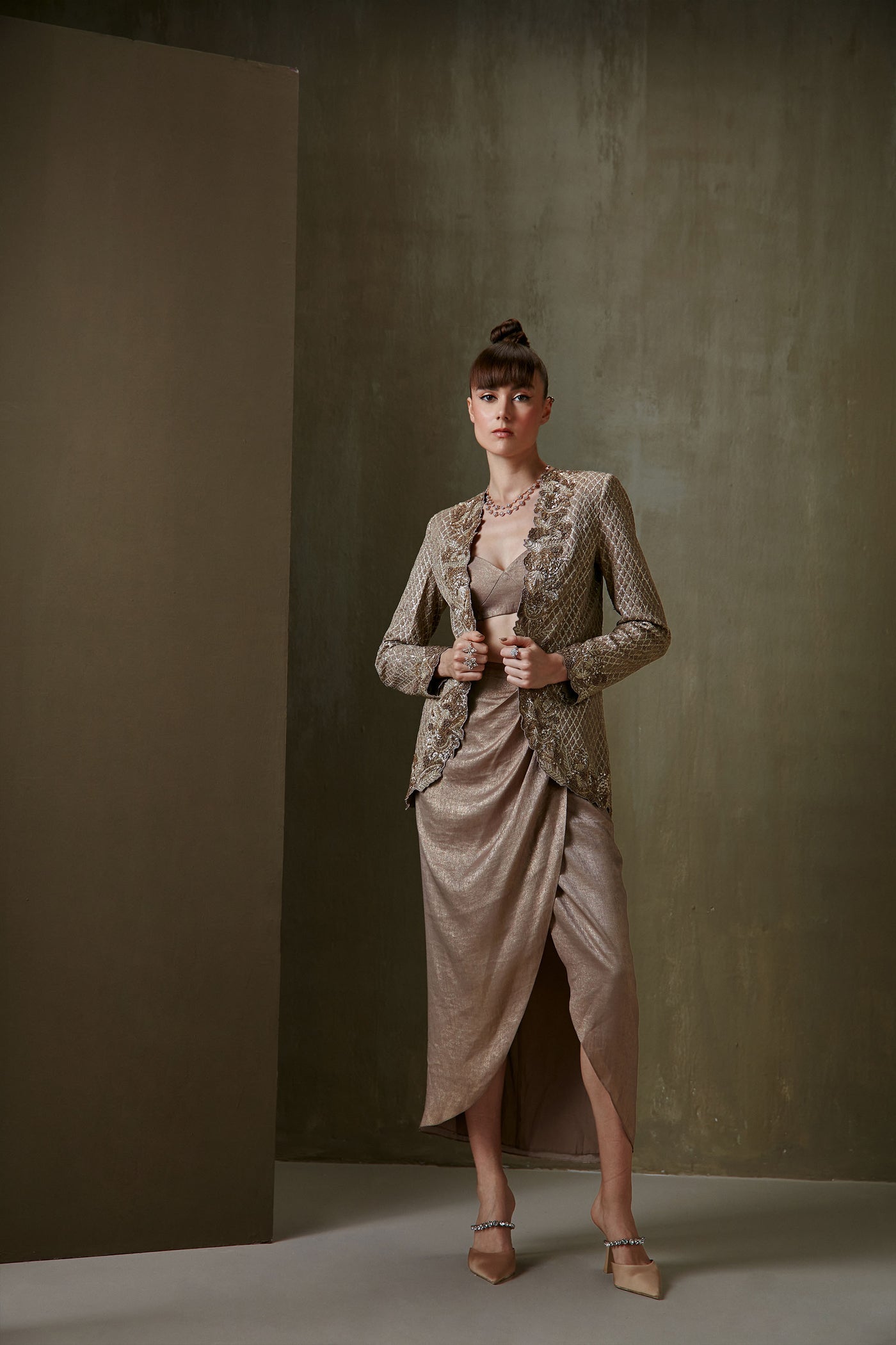 Namrata Joshipura Lunaria Jacket Skirt Set gold indian designer fashion online shopping melange singapore