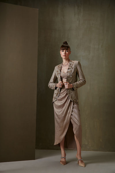 Namrata Joshipura Lunaria Jacket Skirt Set gold indian designer fashion online shopping melange singapore