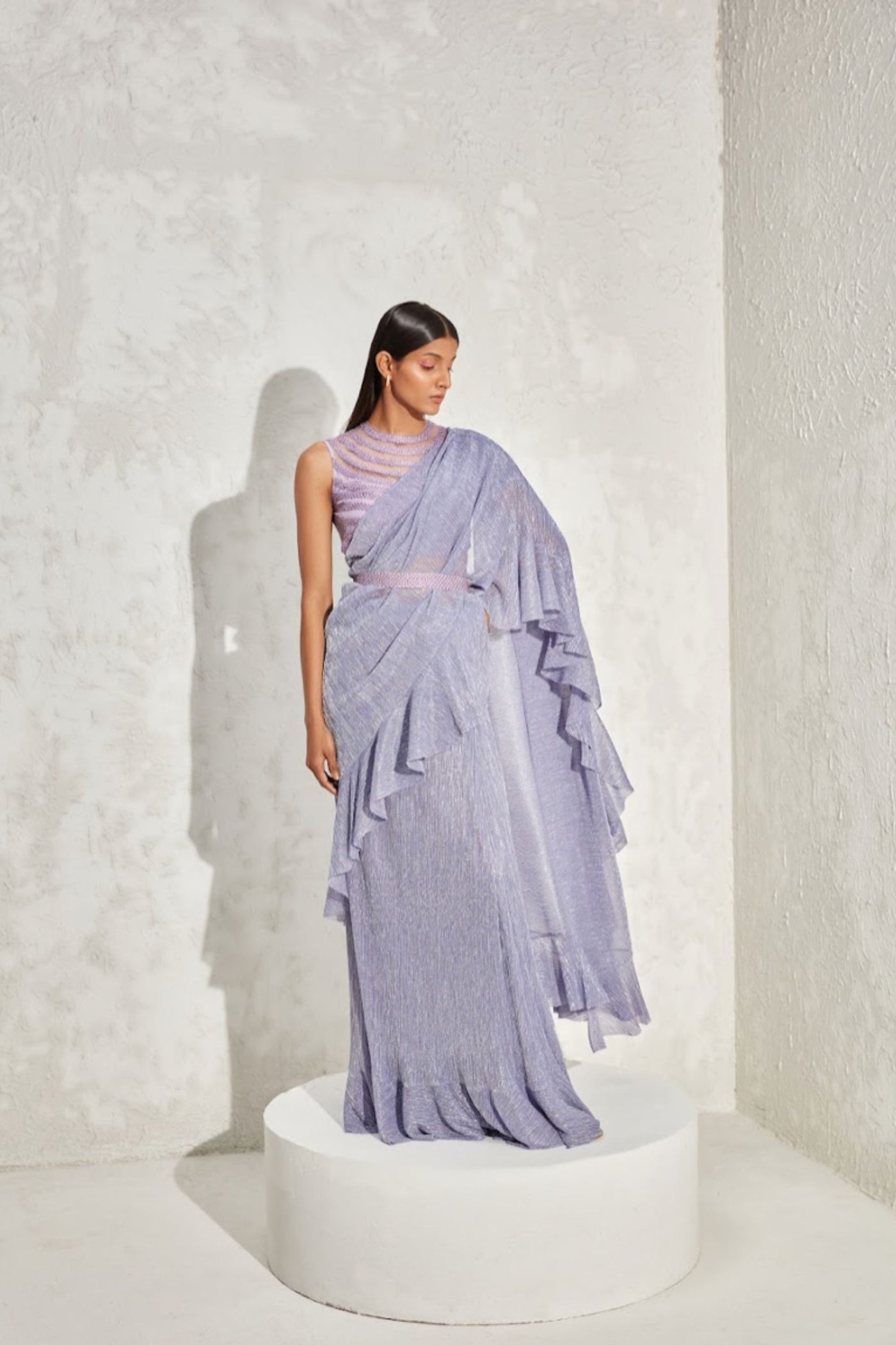 Namrata Joshipura Metallic Edge Drape Saree Set indian designer online shopping melange singapore
