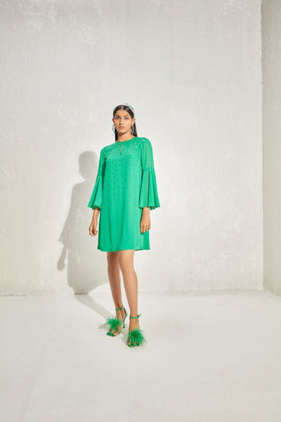 Namrata Joshipura Metallic Quad Flared Sleeve Dress indian designer online shopping melange singapore