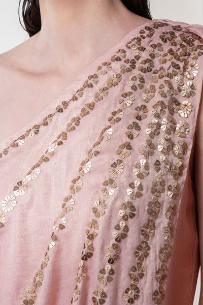 Namrata Joshipura Trillium Shimmer Drape Set rose gold fusion indian designer wear online shopping melange singapore