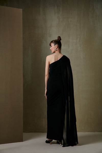 Namrata Joshipura Trinity Drape Gown black indian designer fashion online shopping melange singapore