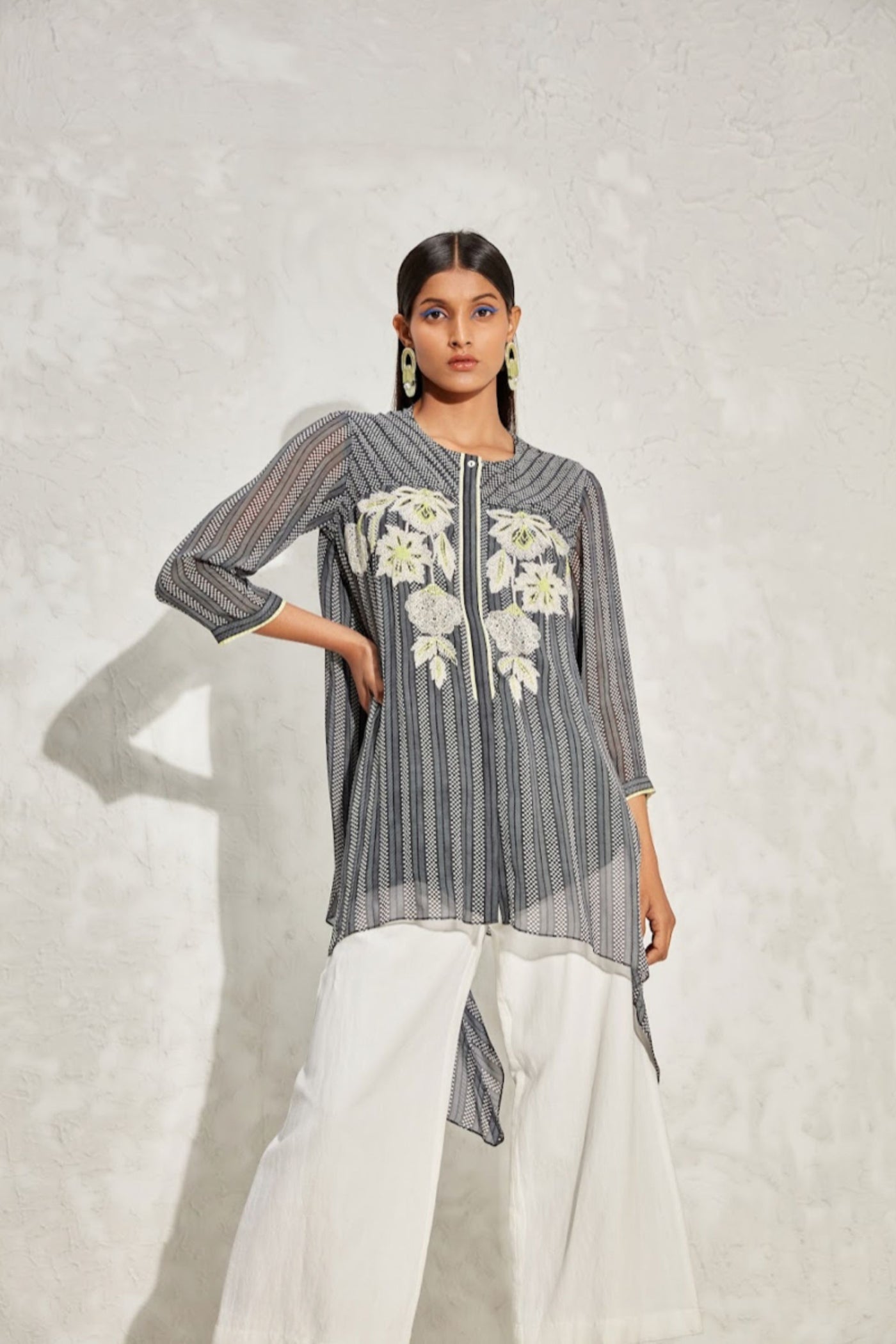 Namrata Joshipura Aster Stripes Asymmetric Tunic indian designer online shopping melange singapore
