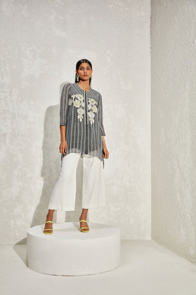 Namrata Joshipura Aster Stripes Asymmetric Tunic indian designer online shopping melange singapore