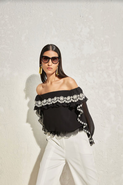 Namrata Joshipura Scallop Flora Off Shoulder Top indian designer online shopping melange singapore