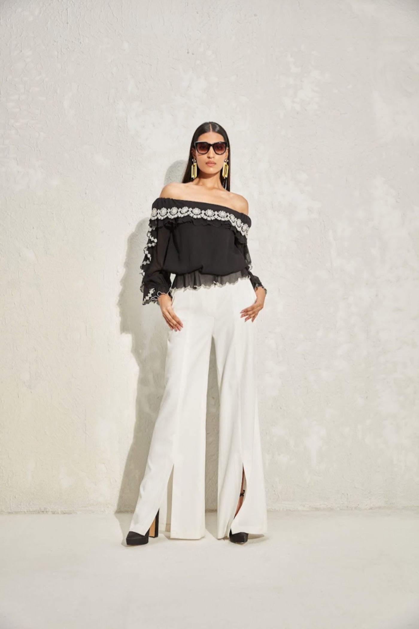 Namrata Joshipura Scallop Flora Off Shoulder Top indian designer online shopping melange singapore