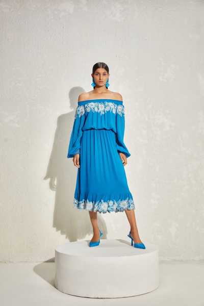 Namrata Joshipura Wisteria Gathered Waist Dress indian designer online shopping melange singapore