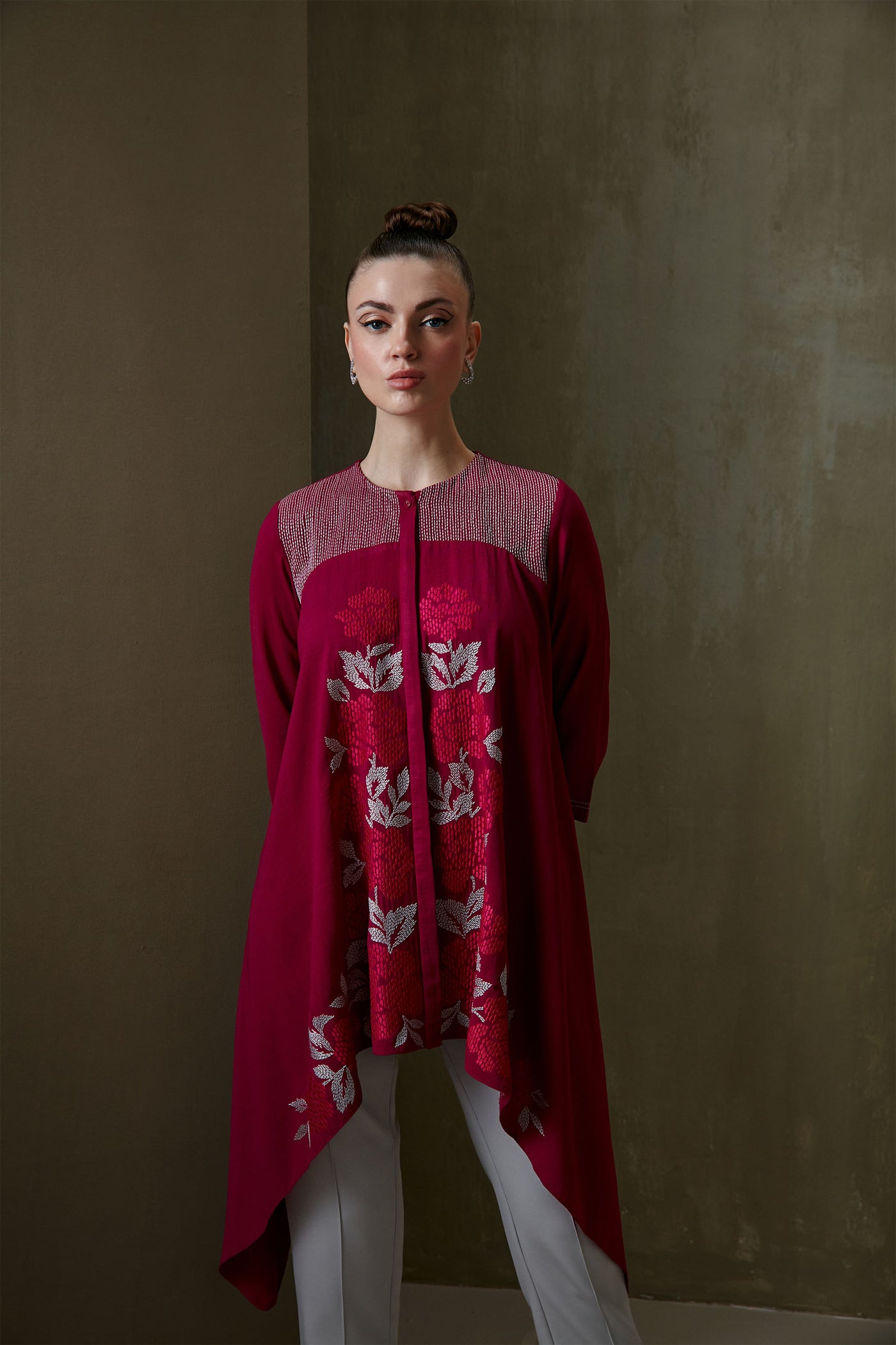 Namrata Wildflower Asymmetric Tunic magenta indian designer fashion online shopping melange singapore