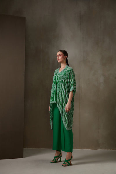 Namrata Joshipura Bandhej Freesia Asymmetric Tunic kelly green western indian designer wear online shopping melange singapore