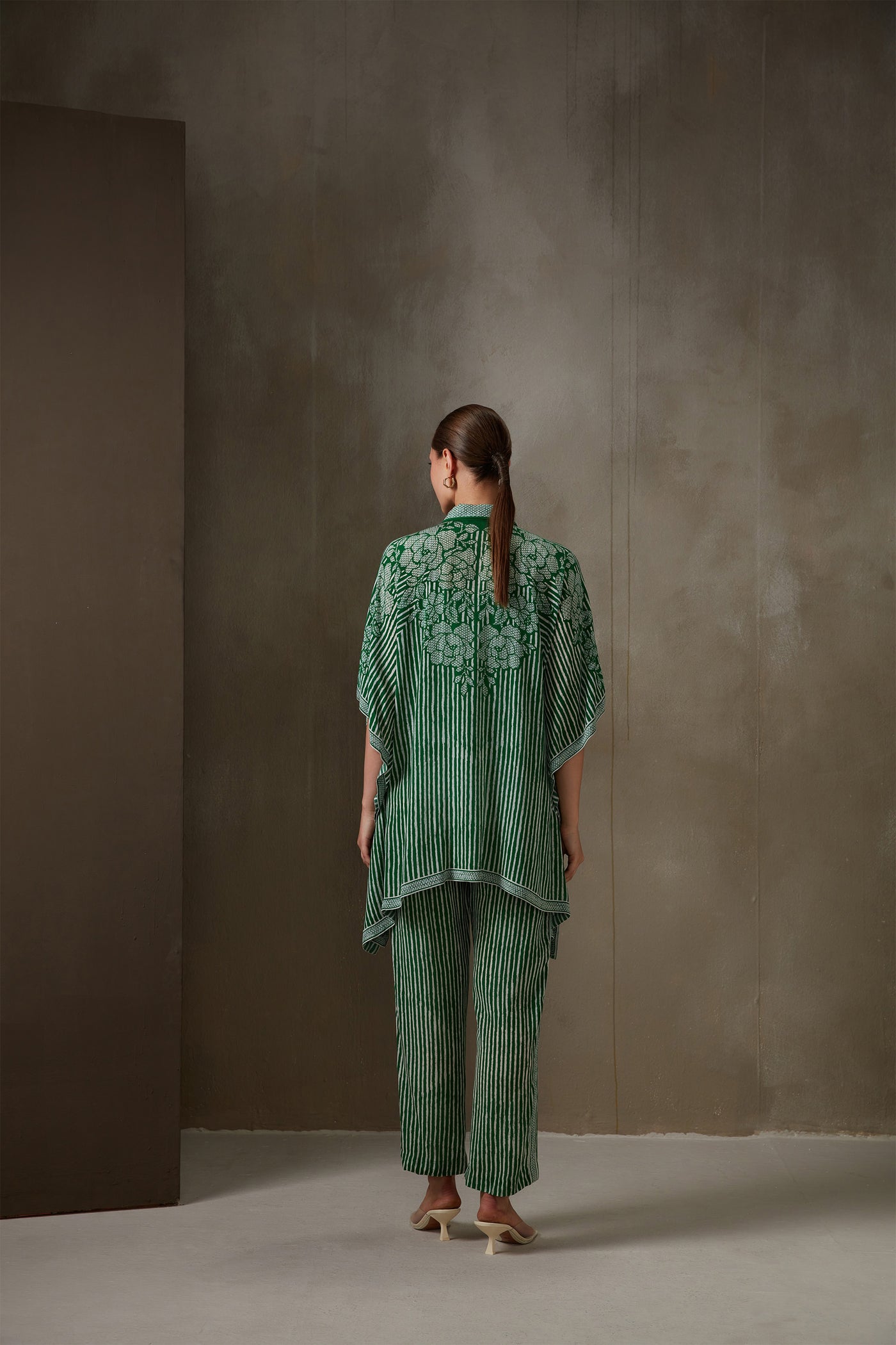 Namrata Joshipura Bandhej Freesia Kaftan Set kelly green western indian designer wear online shopping melange singapore
