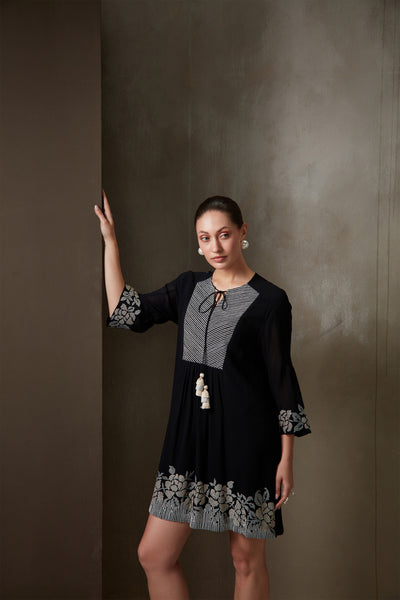 Namrata Joshipura Camelia Shift Dress black western indian designer wear online shopping melange singapore