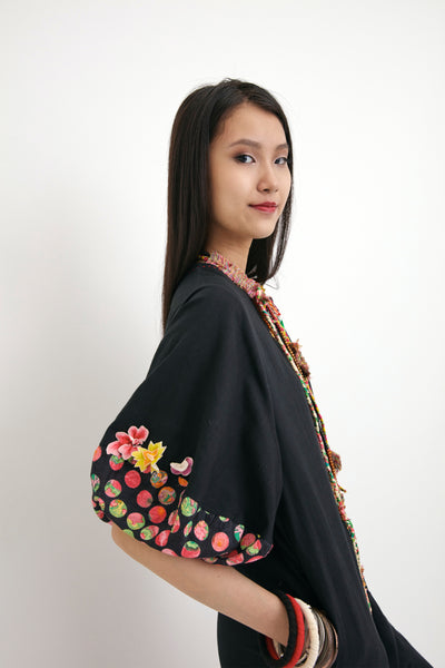 nika Black Silk Jumpsuit With Polka Dot Print sustainable western indian designer wear online shopping melange singapore