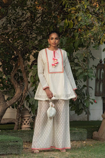 Nikasha - Handwoven panelled kurta with palazzo-n - Melange Singapore - Indian Designer Wear Online Shopping