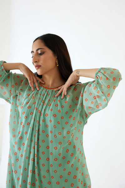 Nikasha Jade Bandani Print Dress jade festive indian designer wear online shopping melange singapore
