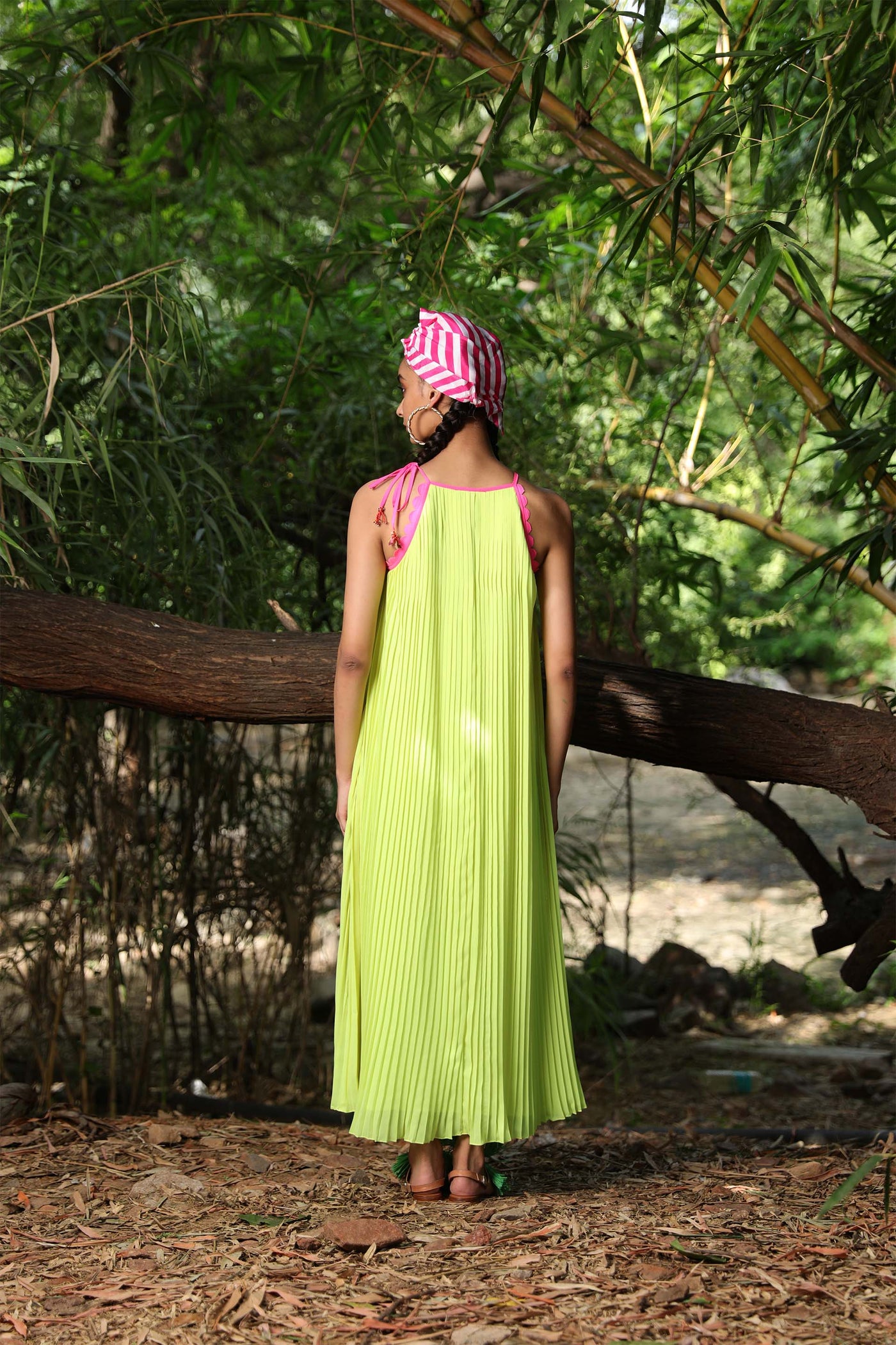 Georgette pleated halter dress best sale