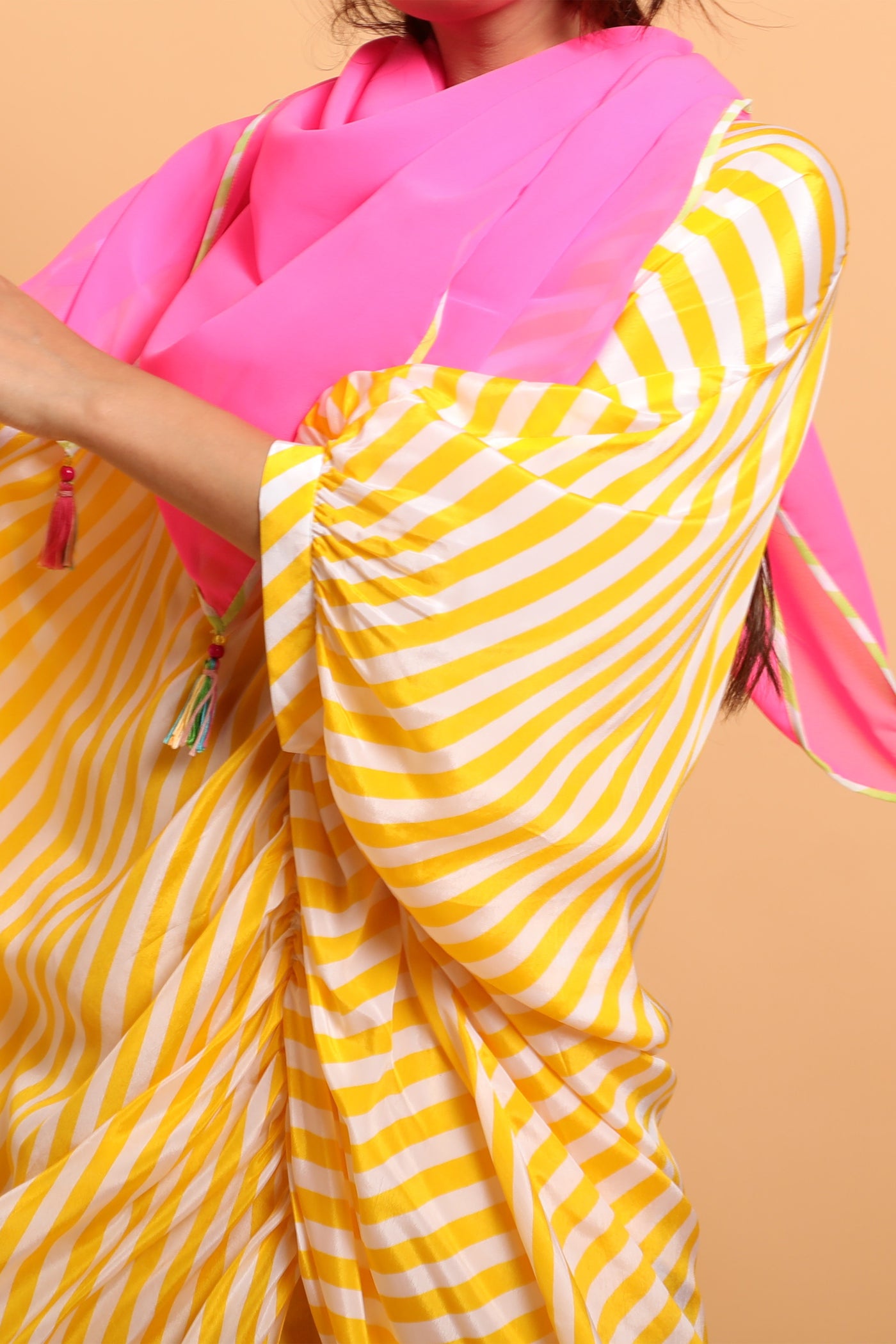 Nikasha accessories Pink Scarf With Lehariya Piping indian designer wear online shopping melange singapore