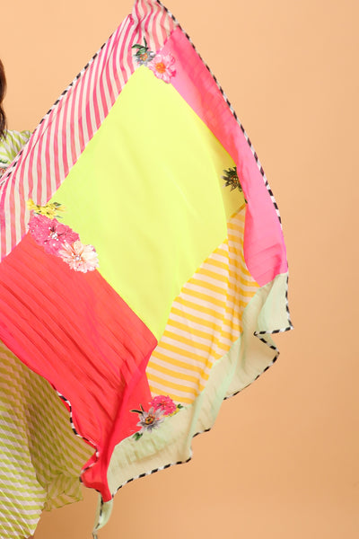 Nikasha accessories Multicolor lehariya Scarf With Hand Embroidered indian designer wear online shopping melange singapore