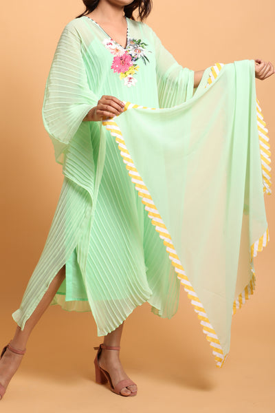 Nikasha accessories Pista Green Georgette Scarf indian designer wear online shopping melange singapore