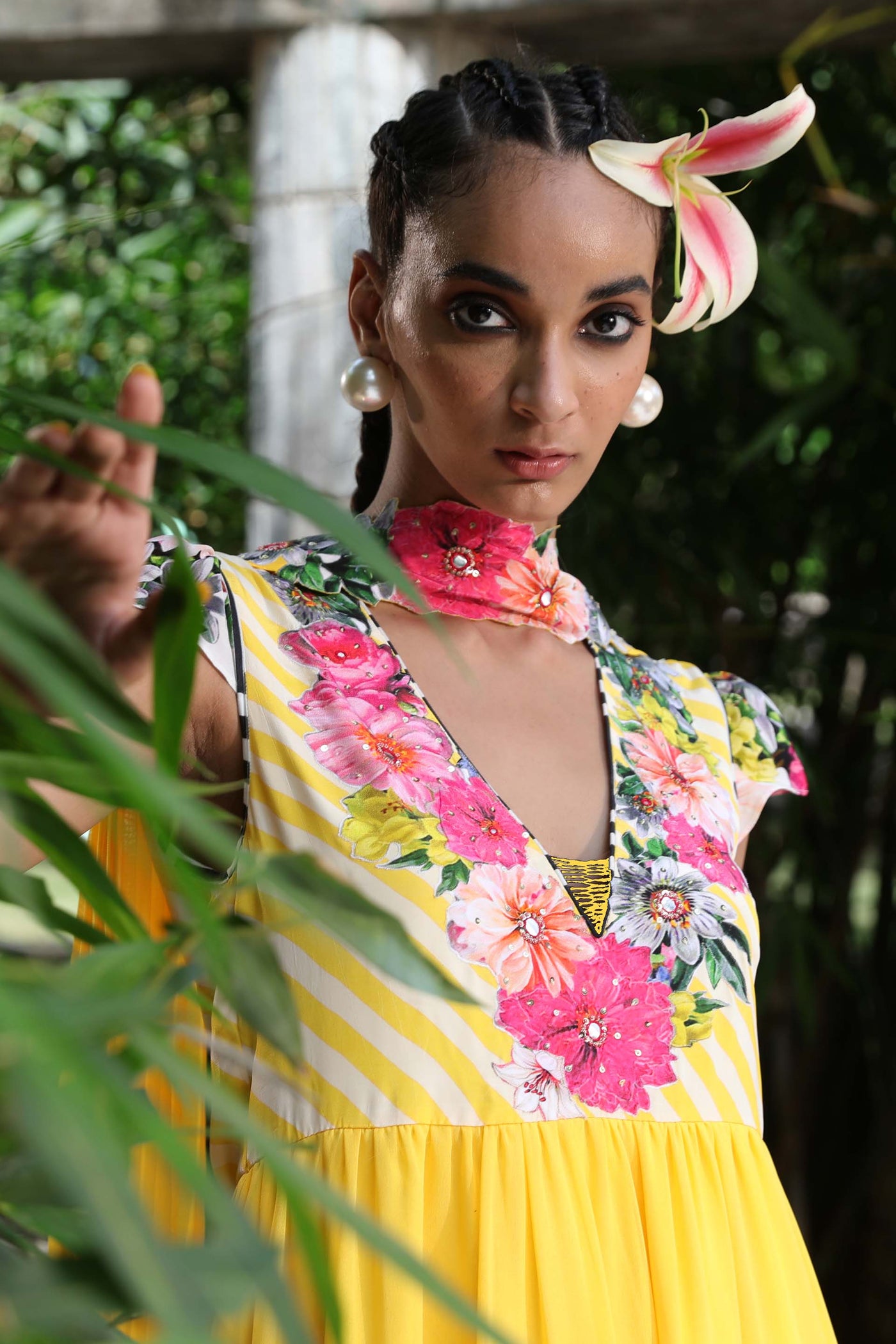 Nikasha Embroidered Anarkali With Churidar And Dupatta festive indian designer wear yellow online shopping melange singapore