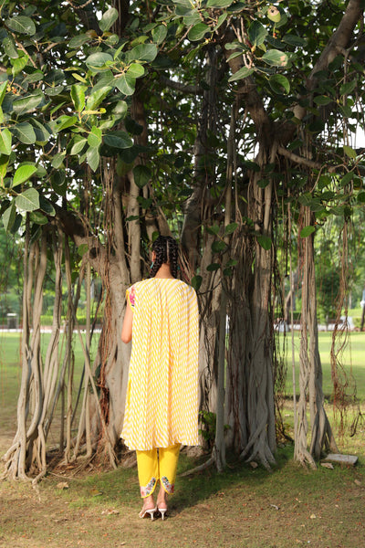 Nikasha Lehariya Kaftan Style Kurta Set yellow festive indian fusion designer wear online shopping melange singapore