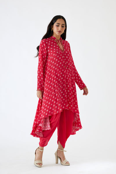 Nikasha Rani Rani Pink Bandani Print Tunic Set pink festive indian designer wear online shopping melange singapore