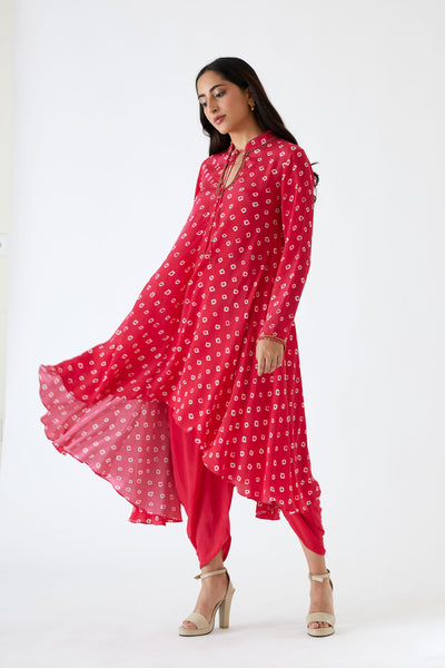 Nikasha Rani Rani Pink Bandani Print Tunic Set pink festive indian designer wear online shopping melange singapore