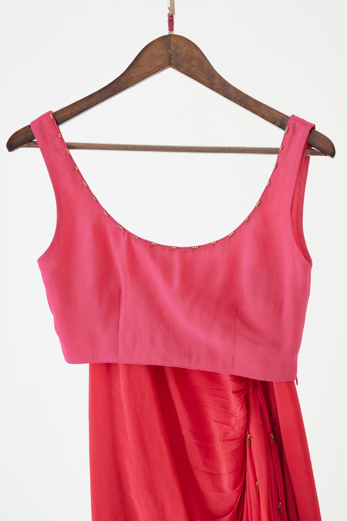 Nikasha Rani Pink Drape Skirt Set pink festive indian designer wear online shopping melange singapore